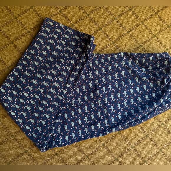 Vineyard Vines Men's blue Christmas Pajama pants with whale and candy canes L - Picture 1 of 9